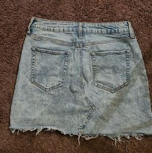 Acid wash jean mini skirt